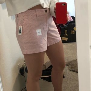 Red and white pinstripe old navy shorts